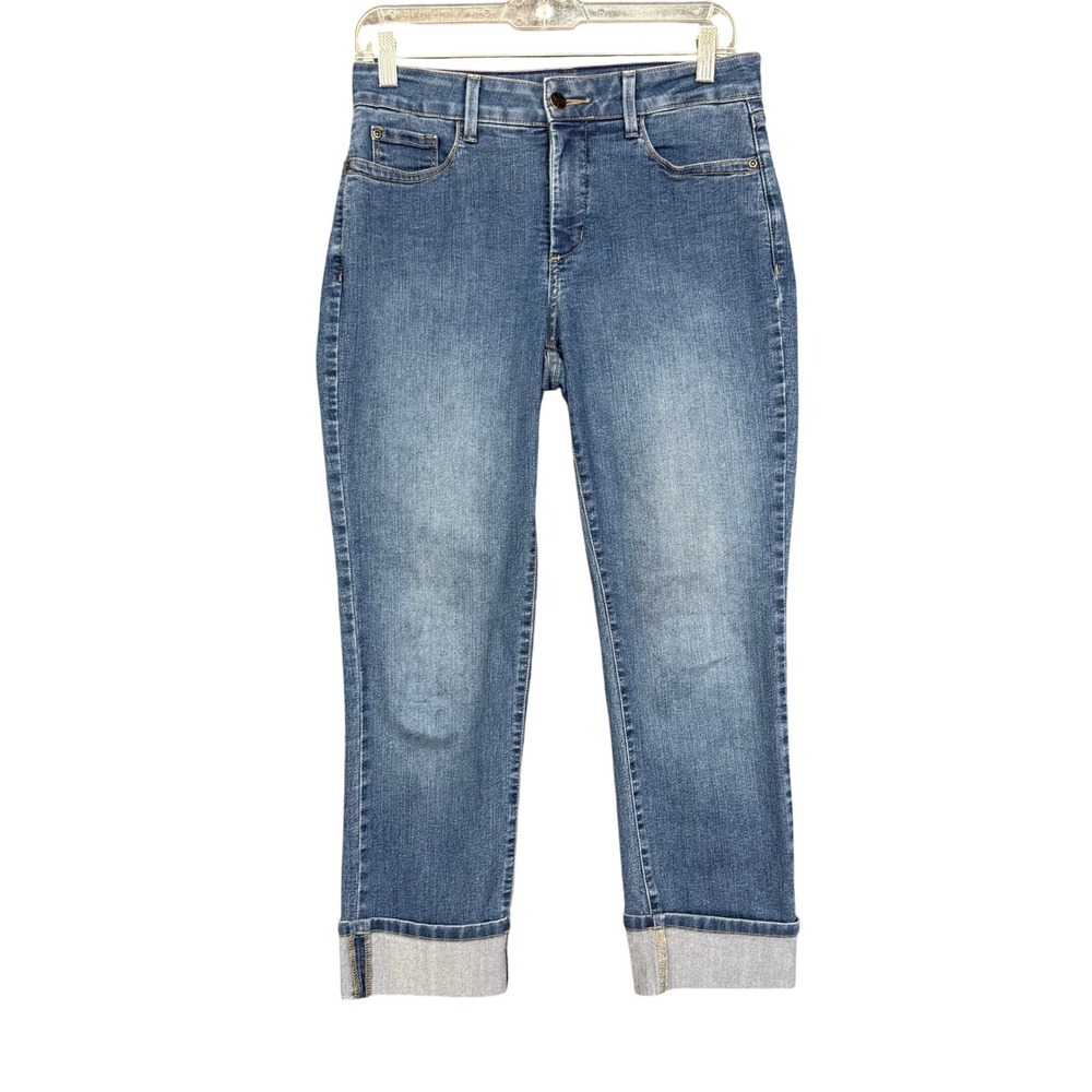 NYDJ Jeans Womens 6 Blue Boyfriend Cuffed Denim M10F36LI4512 Lift Tuck Slimming